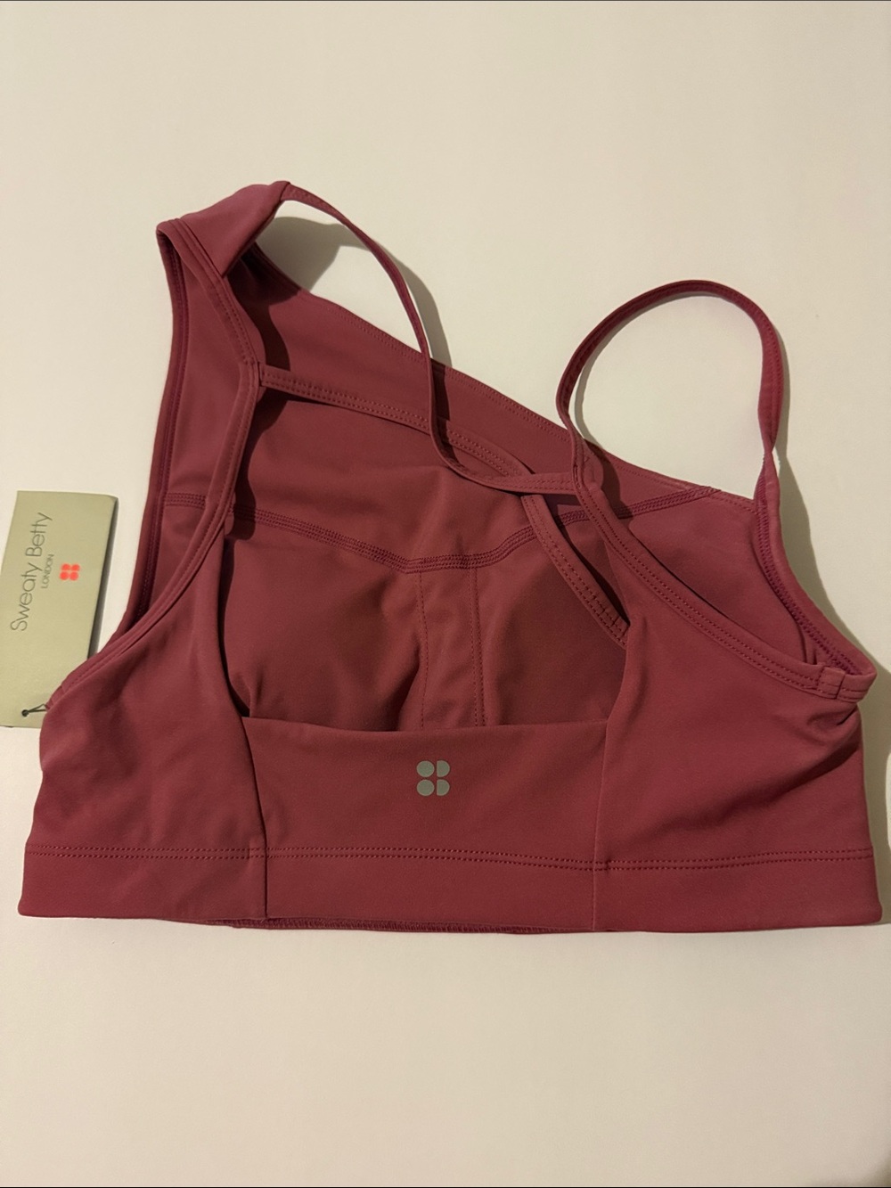 NWT Sweaty Betty Asymmetric Sculpt Bra Ambient Pink Size S NWT - Picture 3 of 11